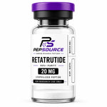 PepSource Retatrutide 20mg vial of lyophilised research peptide powder