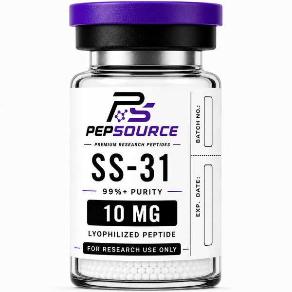 PepSource SS-31 10mg vial of lyophilised research peptide powder